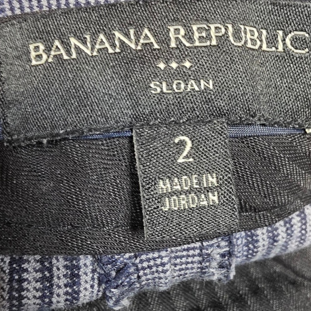 Banana Republic Womens 2 Sloan Navy Gray Plaid Ankle Pants - Picture 11 of 13